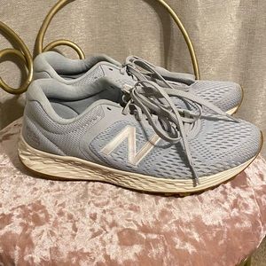New Balance Fresh Foam Women’s light blue and cream walking shoes